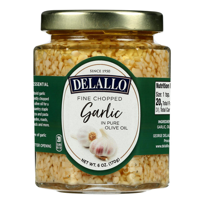 Delallo Premium Fine Chopped Garlic in Pure Olive Oil (Pack of 12) - 6 Oz
