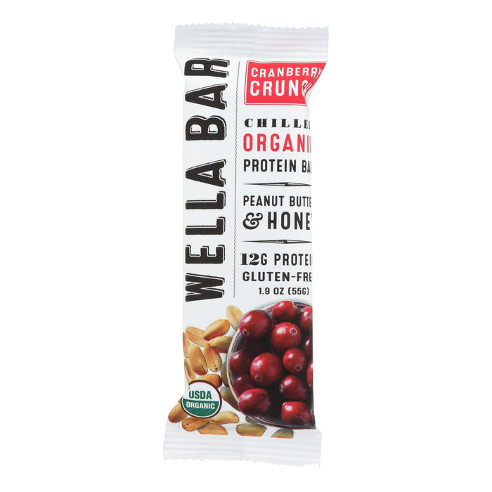 Wella Bar Cranberry Crunch Chilled Organic Protein, Heart-Healthy Bar - 1.9 Oz. (Pack of 8)