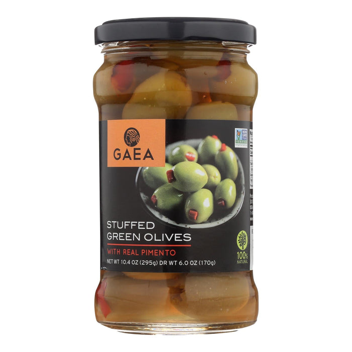Gaea Stuffed Green Olives with Real Pimento (Pack of 8, 6 Oz)