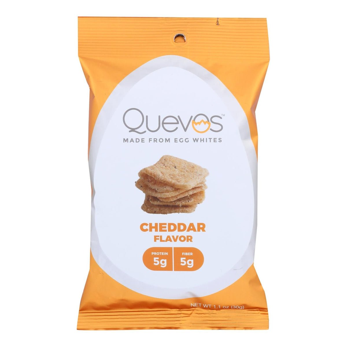 Quevos Cheddar Cheese Flavored Egg White Chips (Pack of 6 1 Oz Bags
