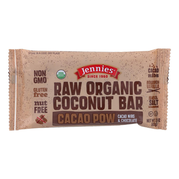 Jennie's Organic Coconut Bar with Cacao Powder - Case of 12 - 1.5 oz