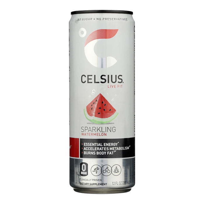 Celsius Live Fit Sparkling Watermelon Energy Drink - Case of 12 - 12 oz.