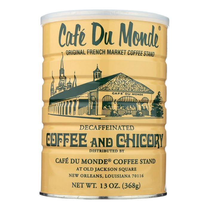 Cafe Du Monde Decaffeinated Coffee and Chicory, Dark Roast - 13 Ounce Can, 12 Pack - Rich Flavor, New Orleans Style