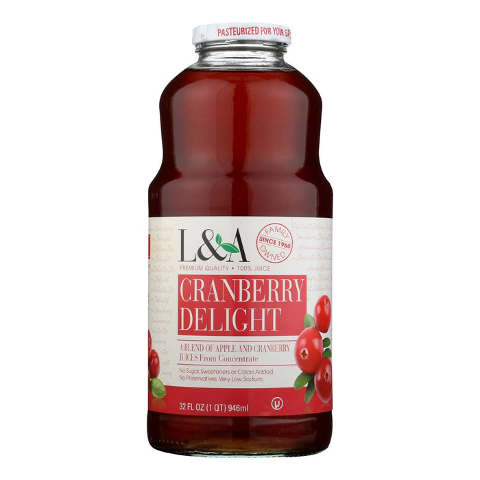 L&A Juice Cranberry Delight - 32 Fl Oz, Pack of 6