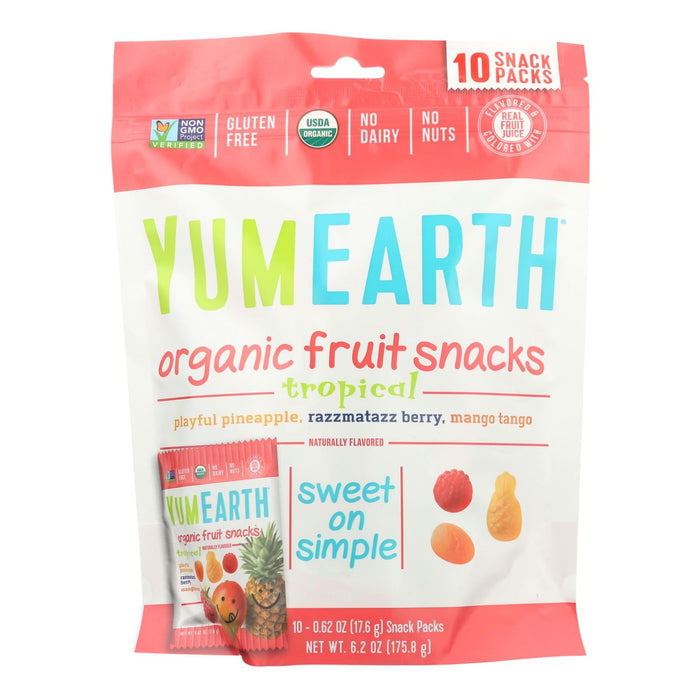 YumEarth Organic Tropical Fruit Snacks - 6.2 Oz Pack of 12