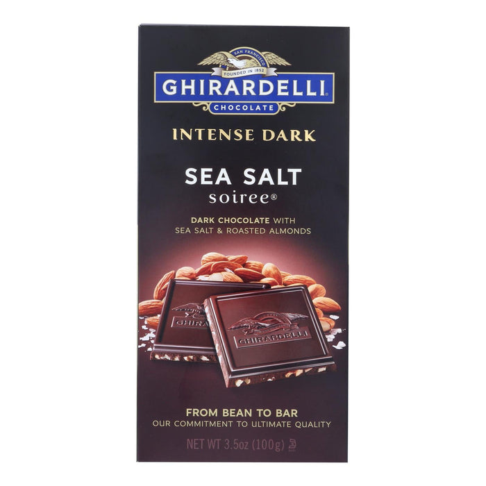 Ghirardelli Dark Bar Sea Salt Soiree Bars - Chocolate Intense (Pack of 12) 3.5 Oz.
