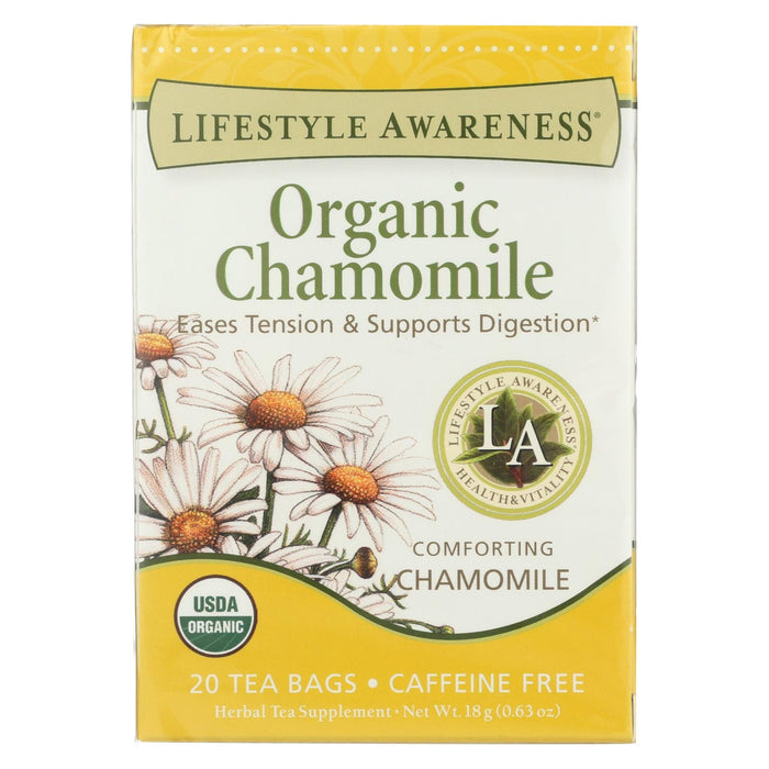 Organic Chamomile Herbal Tea by Lifestyle Awareness (Pack of 6 - 20 Tea Bags)