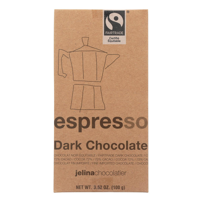 Jelina Chocolatier Espresso Dark Chocolate (Pack of 8) 3.5 Oz