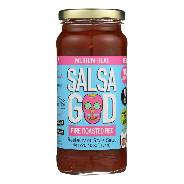 Salsa God Medium Fire Roasted Red Salsa, 6-Pack of 16 Oz Jars