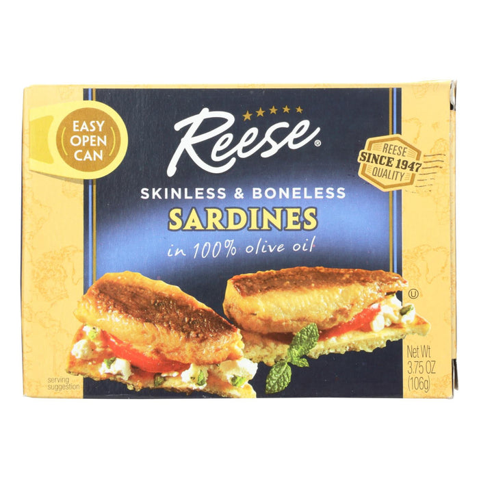 Reese Skinless Boneless Sardines in Olive Oil - Pack of 10 - 3.75 Oz Each