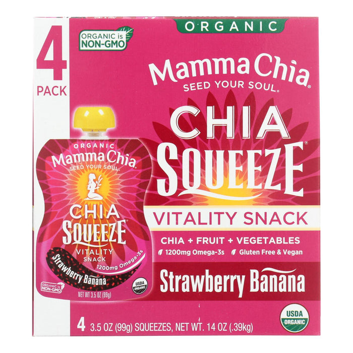 Mamma Chia Organic Vitality Snack Squeeze - Strawberry Banana 3.5 Oz, Pack of 6