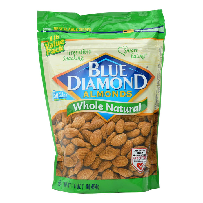 Blue Diamond Whole Natural Almonds (Pack of 6 - 1 Lb.)