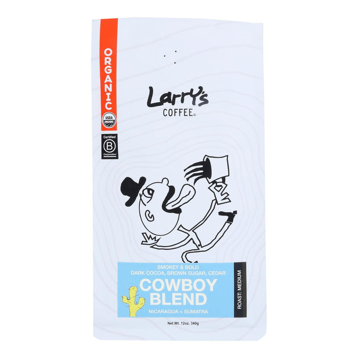 Larry's Coffee Cowboy Whole Bean Coffee Blend, 12 Oz. Bags (Pack of 6)