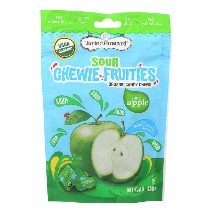 Torie & Howard (Pack of 6) Organic Chewy Fruities Candy Chews - Sour Apple Flavor - 4 Oz.