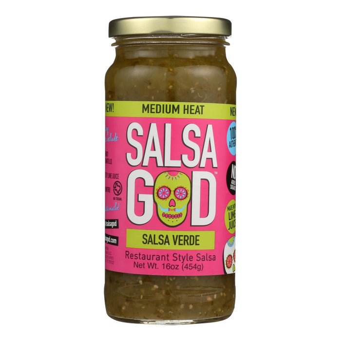 Salsa God Medium Salsa Verde, Case of 6 - 16 Oz Bottles