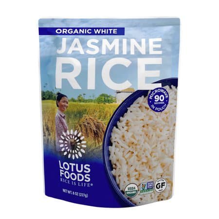 Lotus Foods Rice Bran Jasmine Brown Rice, Pack of 6 - 8 Oz