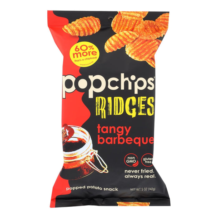 Bags  Popchips Potato Chip Ridges (Pack of 12) Tangy BBQ - 5 Oz Bags