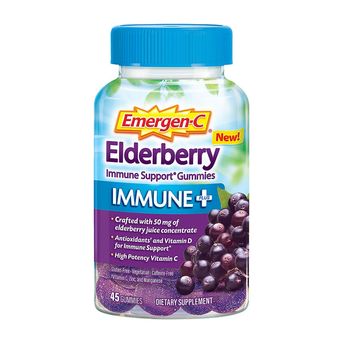 Emergen-C Immune+ Elderberry Gummies - 45 Gummies Per Pack