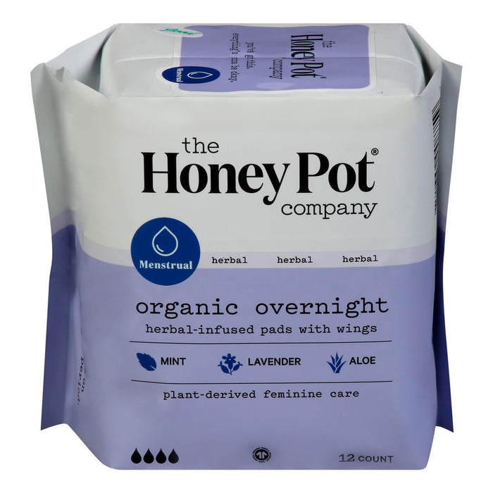 The Honey Pot Overnight Herbal Menstrual Pads - 12 Count