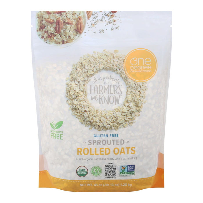One Degree Organic Foods Sprtd Rolled Oats - 45 Oz (Case of 4)