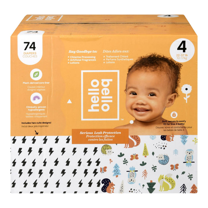 Hello Bello Diaper Belt/Animal Print Size 4 (22/37L), 74-Count Case