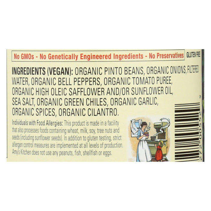 Amy's Organic Refried Beans with Green Chiles, 15.4 Oz (Pack of 12)