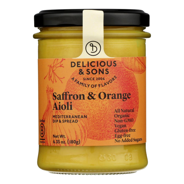 Delicious & Sons: Case of 6 - 6.35 Oz Garlic Saffron Orange Aioli