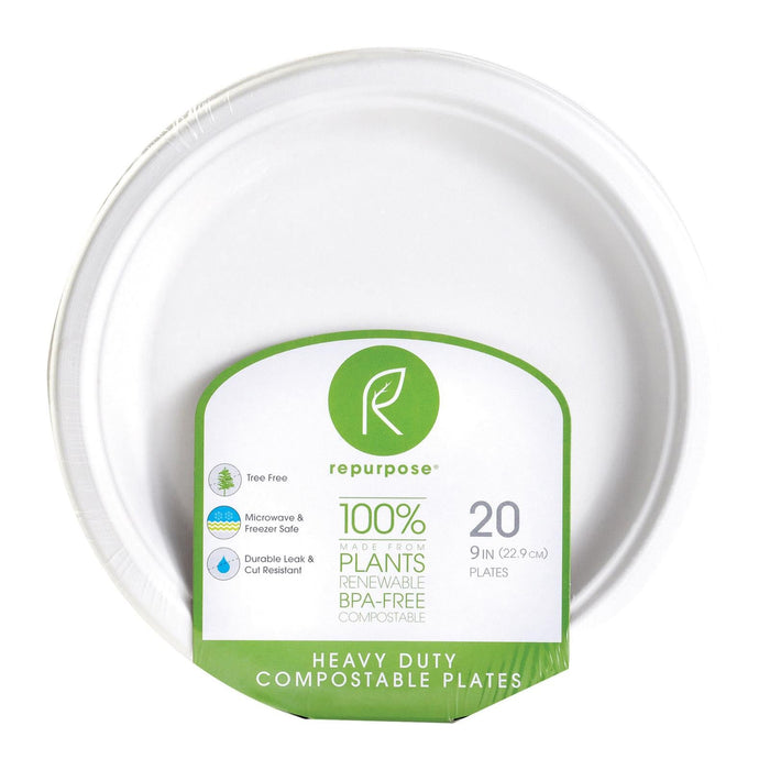 Repurpose Compostable Bagasse Dinner Plates, 20 Plates / Pack (12 Packs)