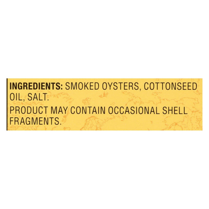 Reese Oysters Smoked Large - 3.7 oz, Case of 10
