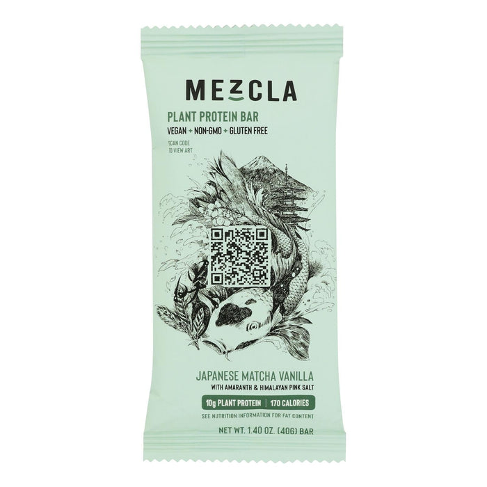 Mezcla Protein Bar, Japanese Matcha Vanilla Flavor, 15 Bars, 1.4oz Each