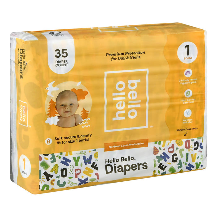 Hello Bello Alpha Diapers, Size 1, 8-14 lbs, 35 Count