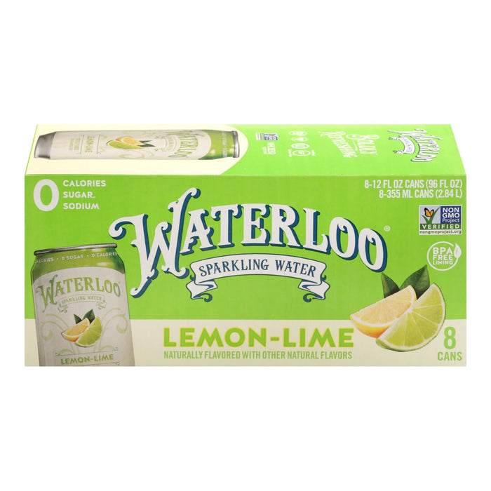 Waterloo Sparkling Water With Real Lime Flavor, 12 oz Can - Pack of 8