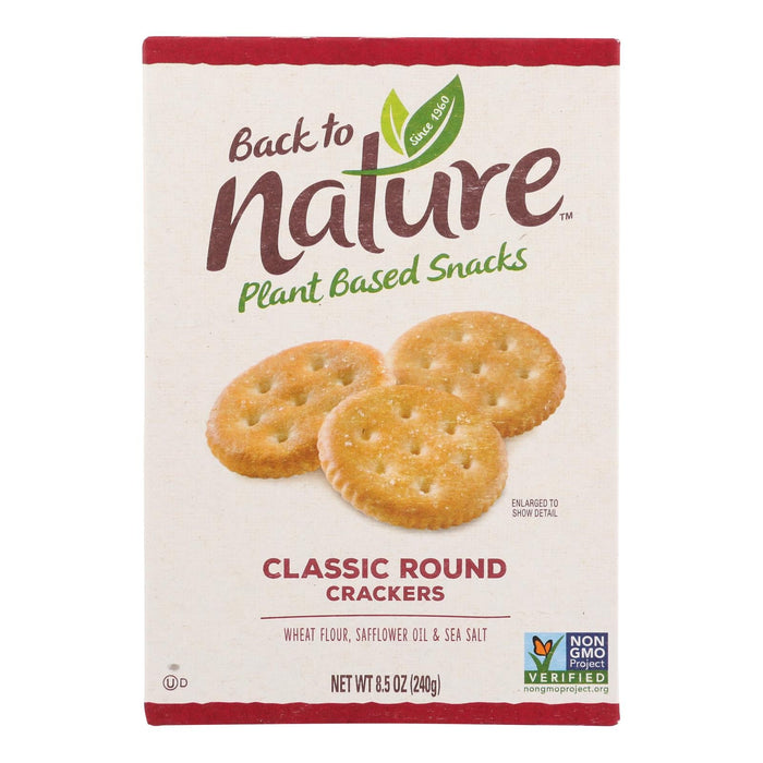 Back To Nature Classic Round Safflower Oil & Sea Salt Crackers, 8.5 Oz. (Pack of 6)