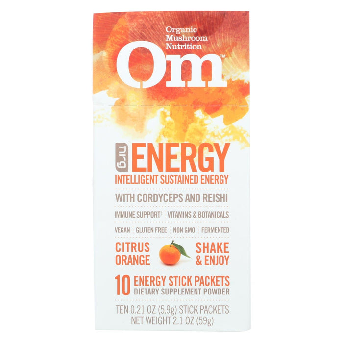 Om Organic Mushroom Energy | Citrus Orange Extract | Dietary Supplement (10 Pack) - 0.21 Oz.