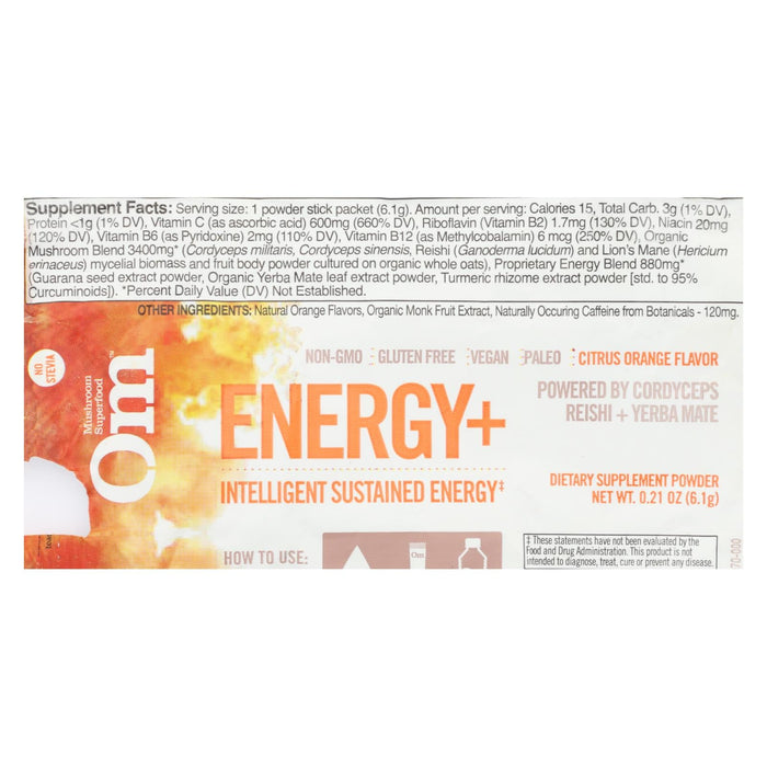 Om Organic Mushroom Energy | Citrus Orange Extract | Dietary Supplement (10 Pack) - 0.21 Oz.