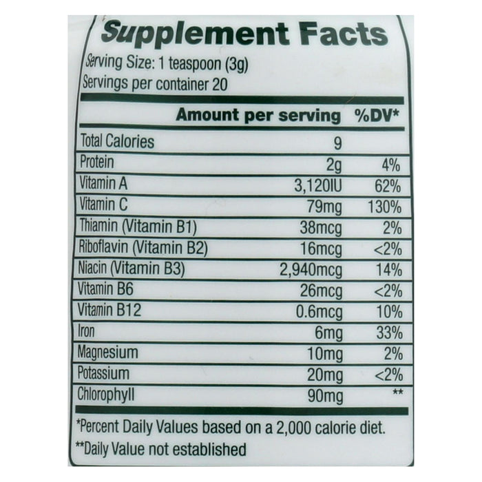 Organic Green Foods Chlorella Powder Supplement (2.1 Oz.)