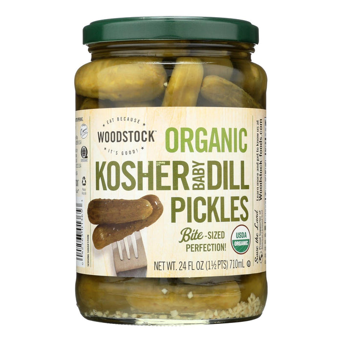 Woodstock Organic Kosher Baby Dill Pickles (Pack of 6 - 24 oz.)