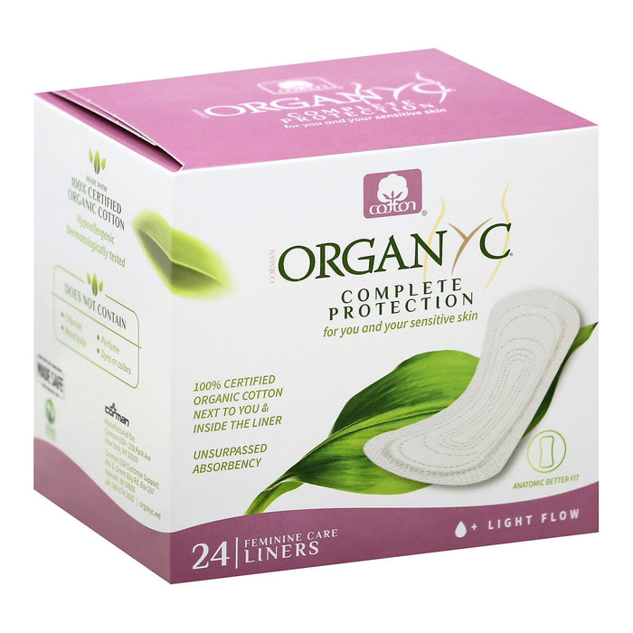 Organyc Everyday Panty Liners, Thin Cotton, Folded - 24 Count