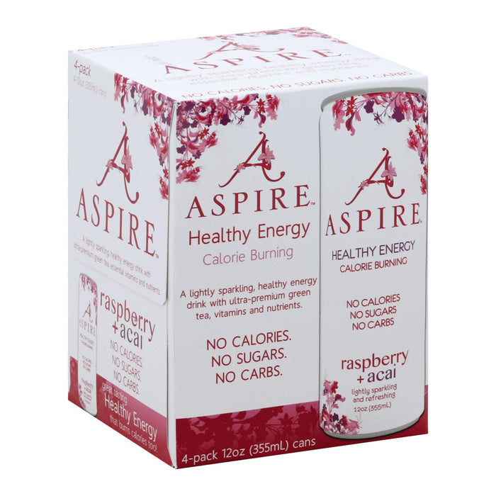 Aspire Healthy Energy Sparkling Raspberry Acai - 6 Pack - 4X12 oz Bottles (24 in total)