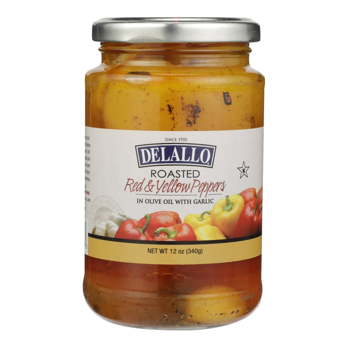 Delallo Red & Yellow Roasted Peppers with Garlic - 12 Oz (12-Pack)