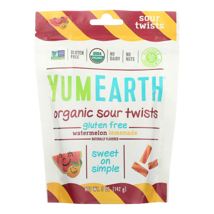 Yumearth Organics Organic Sour Twists Watermelon Lemonade 5 Oz, Pack of 6