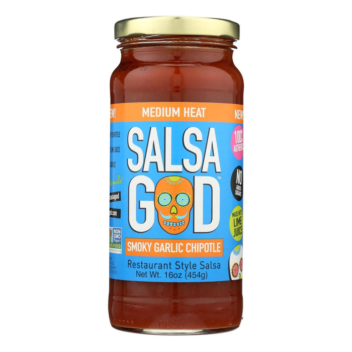 Smoky Chipotle Garlic Salsa by Salsa God (Pack of 6 - 16 Oz)