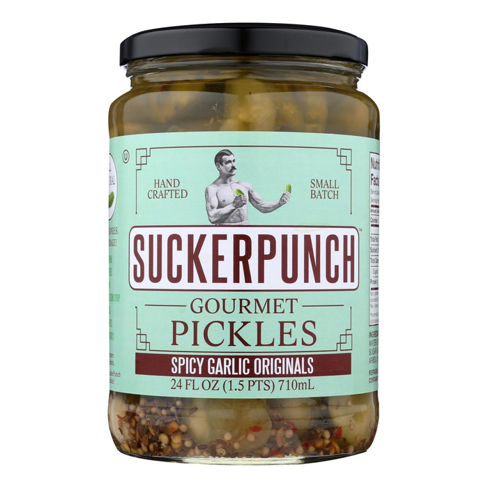 Suckerpunch Spicy Garlic Originals Gourmet Pickles  - Case Of 6 - 24 Fz
