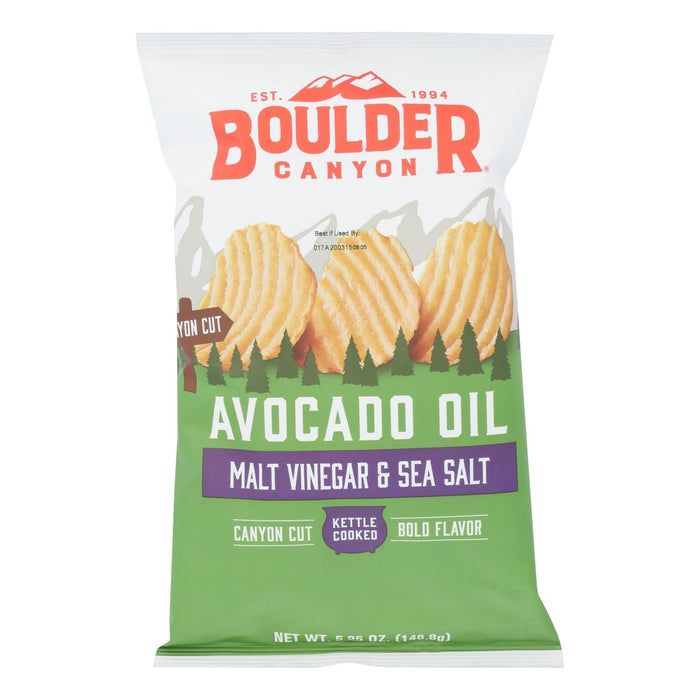 Boulder Canyon Kettle Chips Malt Vinegar and Sea Salt, 5.25 Oz. (Pack of 12)
