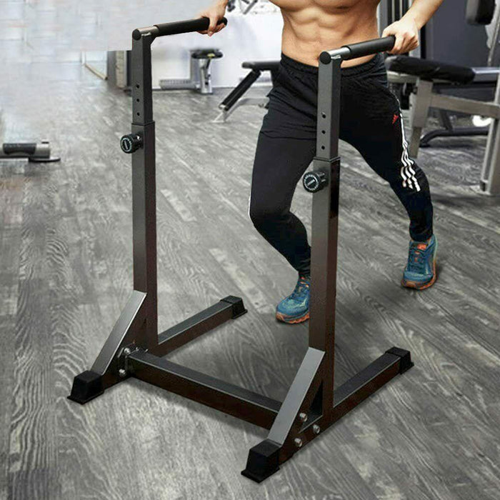 Heavy Duty Steel Dip Stand Station Adjustable Height Strength Training Pull Push Up Bar For Home Gym