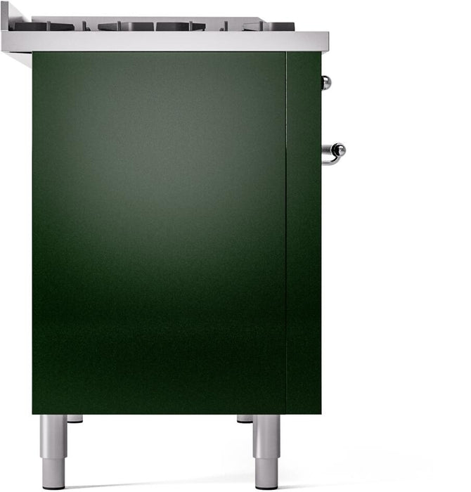 ILVE Nostalgie II 48" Dual Fuel Natural Gas Range, Emerald Green, Chrome Trim ILVE UP48FNMPEGC