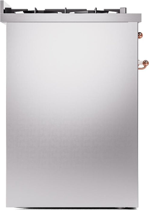 ILVE Nostalgie II 30" Dual Fuel Natural Gas Range, Stainless Steel, Copper Trim UP30NMPSSP