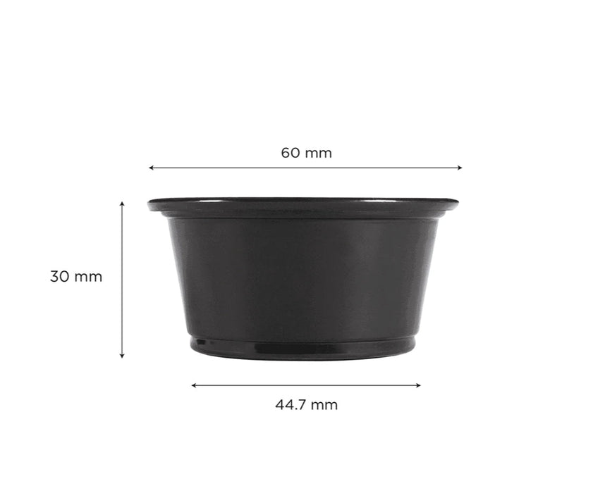 2 oz Portion Cups, PP Plastic, Black - 2,500 pcs