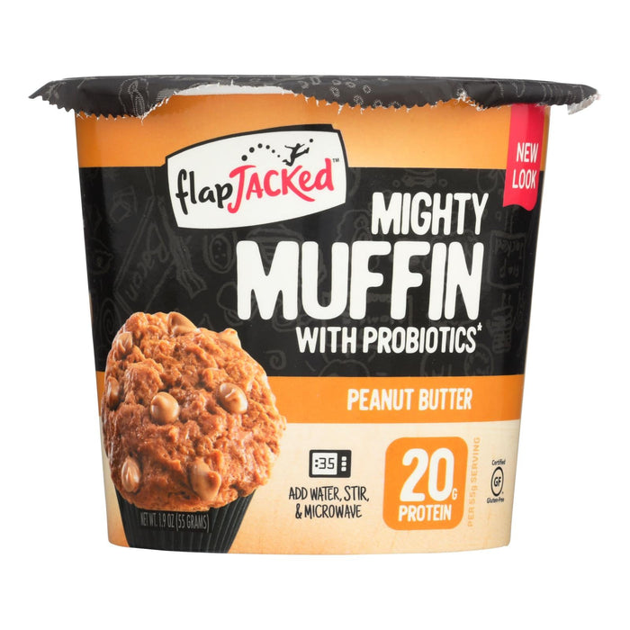 Flapjacked&trade; Flapjacked, Mighty Muffin With Probiotics, Peanut Butter - Case Of 12 - 1.94 Oz