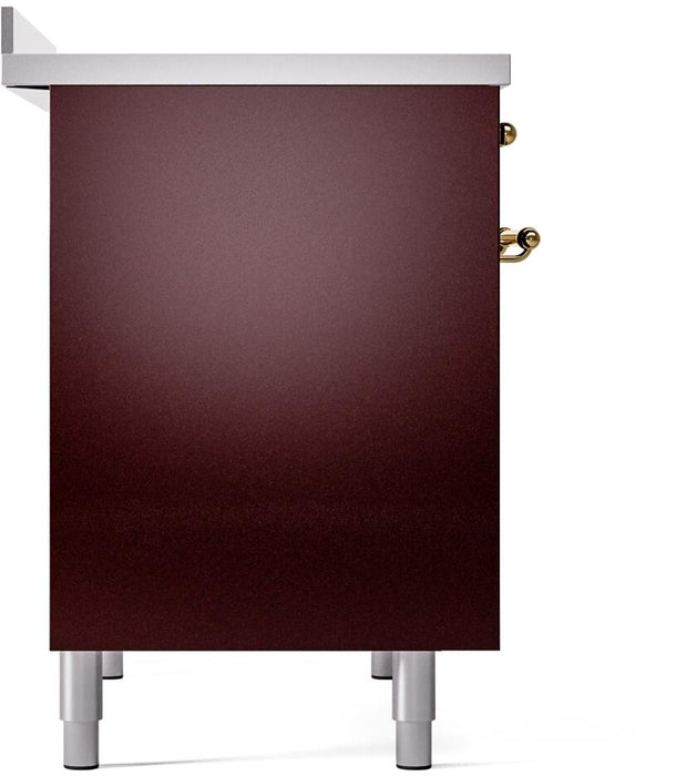 ILVE Nostalgie II 40" Electric Range, Burgundy, Brass Trim  UPDI406NMPBUG